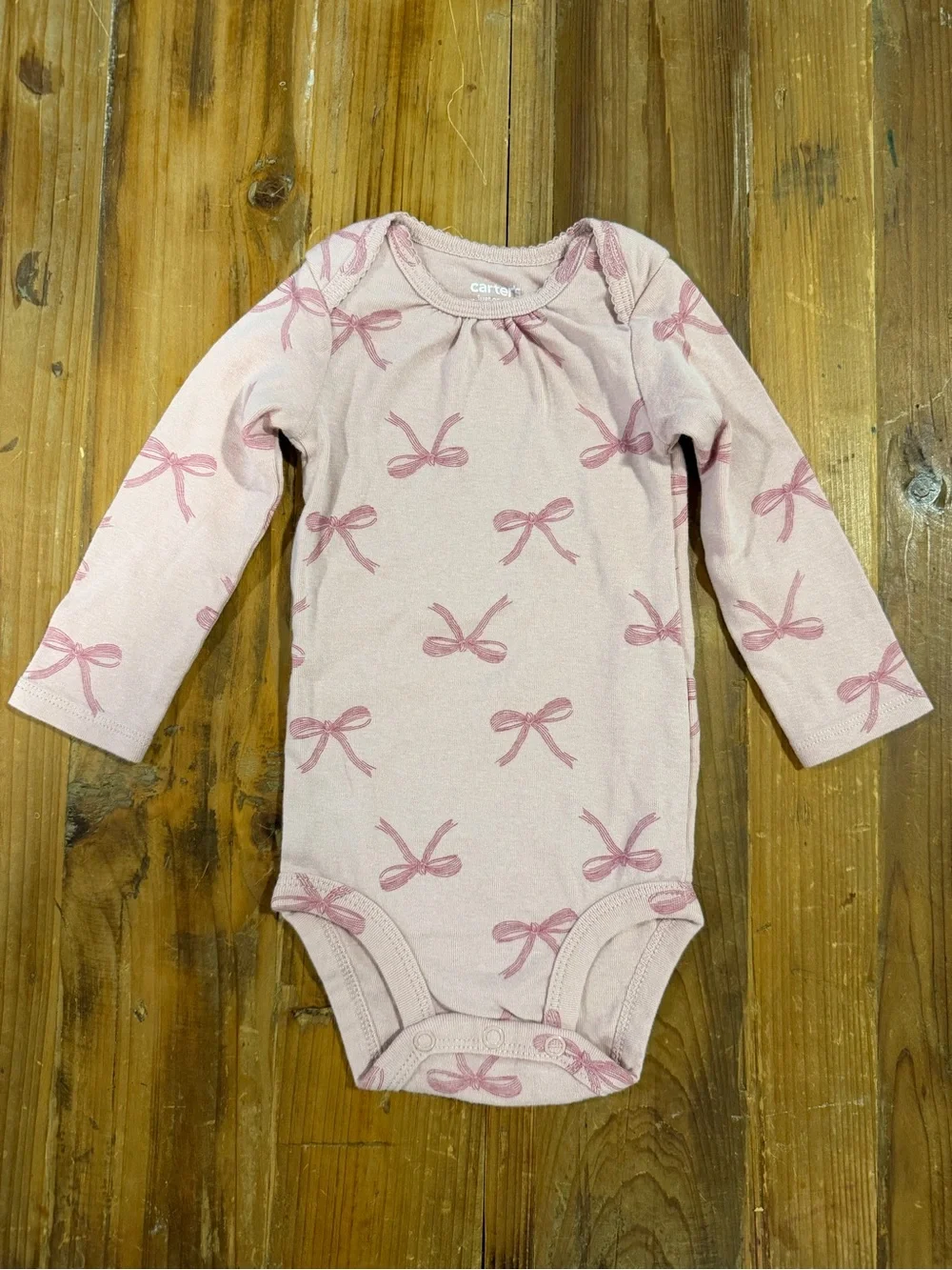 Carter's Pink Bow & Floral 3-Pack Long Sleeve Bodysuits 9 months
